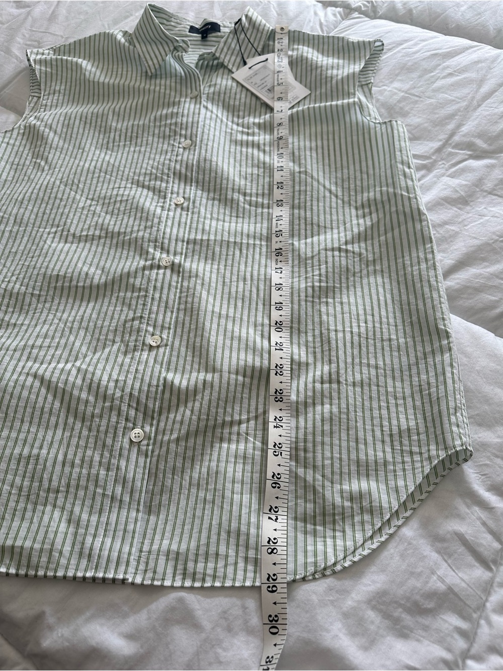 Theory Striped NWT Sleeveless Button-Down Shirt Green and White size medium - Picture 9 of 14